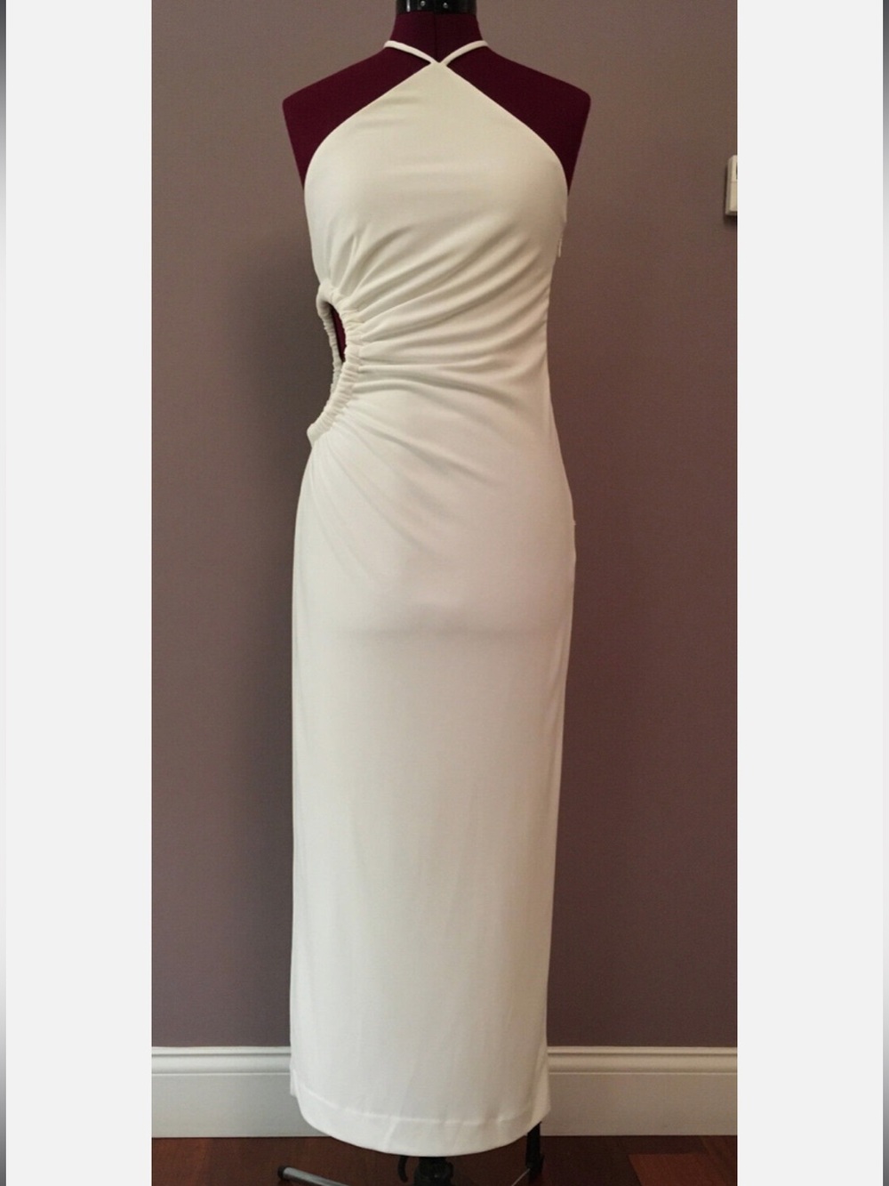 NWT ZARA WOMEN'S CUT OUT HALTER DRESS WHITE SIZE S - Picture 6 of 9